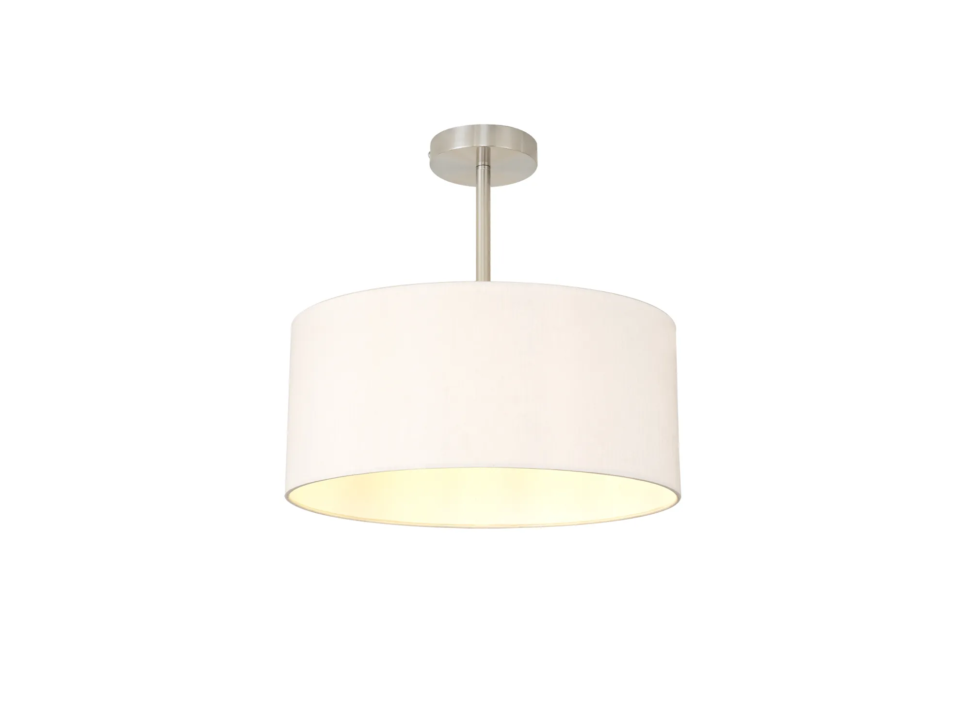 DK0248  Baymont 40cm Semi Flush 1 Light Satin Nickel, Nude Beige/Moonlight
